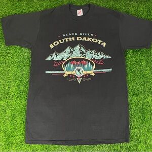 Jerzees Black South Dakota Graphic Tee with Mountain Artwork